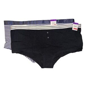 Jenni Intimates Women's Boyshorts 2 Pack Black White Stripe, Size XXL, NWT